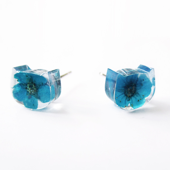 Boucles d'oreilles chat SYVESTRE BLEU TURQUOISE