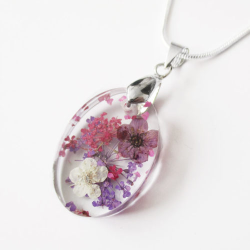 pendentif lilas résine bijou fleurs cadeau nature collier végétal bijou floral femme