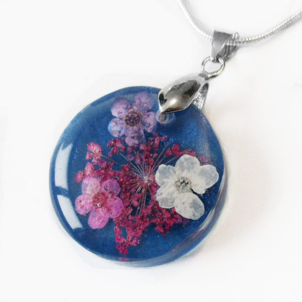 pendentif ivana bijou résine et fleurs collier floral bijou femme cadeau nature