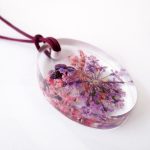 pendentif lilas résine bijou fleurs cadeau nature collier végétal bijou floral femme