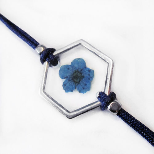 bracelet bleu inclusion resine fleur bijou