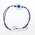 bracelet bleu inclusion resine fleur bijou