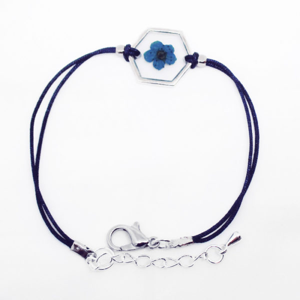 bracelet bleu inclusion resine fleur bijou