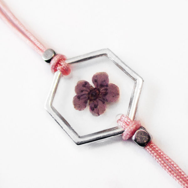 bracelet rose inclusion resine fleur bijou