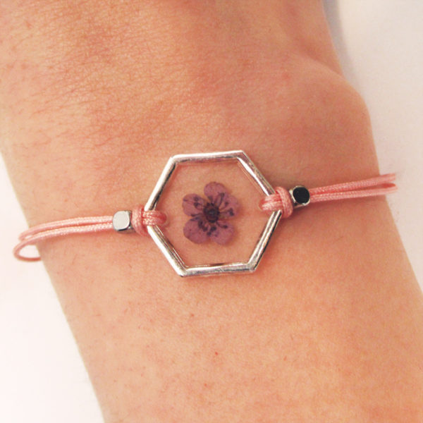 bracelet rose inclusion resine fleur bijou