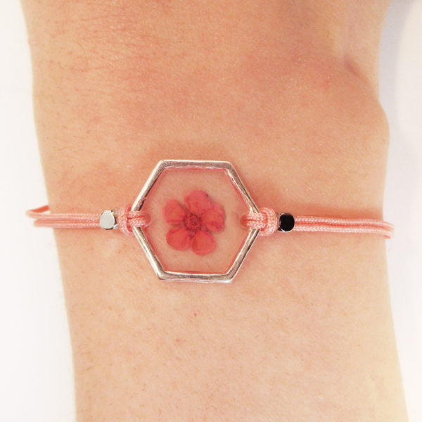 bracelet rose inclusion resine fleur bijou