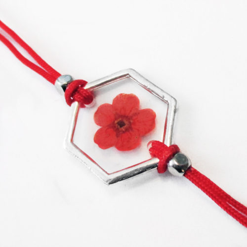 bracelet rouge inclusion resine fleur bijou