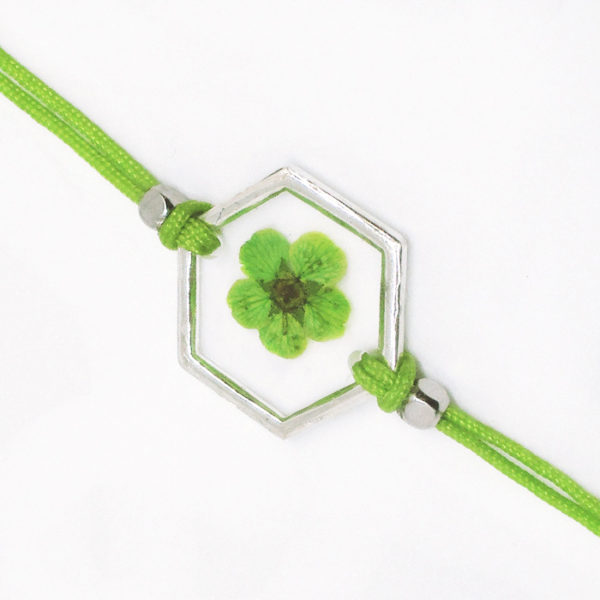bracelet vert inclusion resine fleur bijou