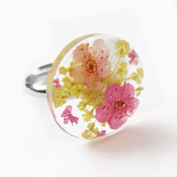 bijou bague yumi art floral cadeau femme fleurs résine inclusion