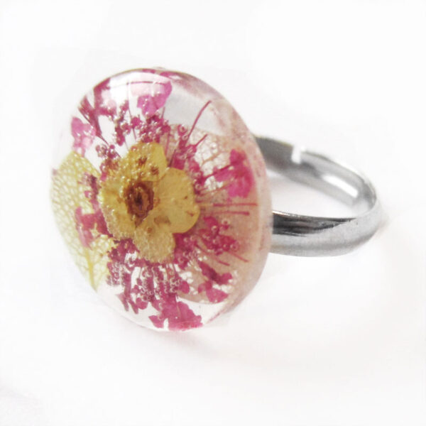 bague leandra bijou rose jaune résine fleur naturelle personnalisable-bijou-floral-cadeau-nature-femme bijoux nature