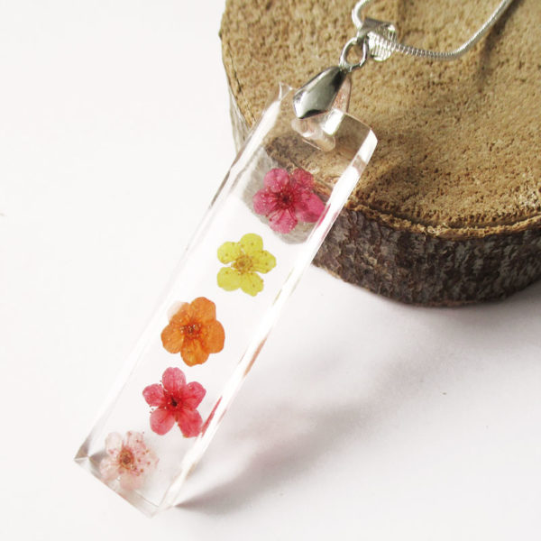 pendentif-sweet candy arc-en-ciel-collier nature bijou résine cadeau femme pendentif fleur bijou floral