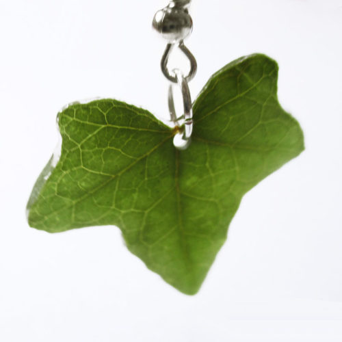 Boucles d'oreilles Feuilles de lierre bijou nature floral bijoux floraux création fait main en france en résine et fleurs naturelles