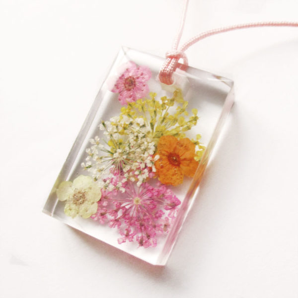 pendentif mimosa résine d'inclusion bijou fleurs naturelles cadeau floral collier végétal bijou nature femme argent sterling 925