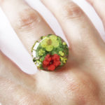 bague octavia résine d'inclusion fleurs séchées bijoux nature bijou végétal bague florale