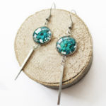 Boucles d'oreilles Melodia bleu bijoux nature turquoise résine inclusion lanaflore bijoux végétal fleurs naturelles cadeau femme original