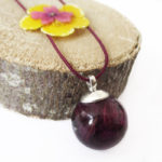 pendentif bulle de pétales de rose collier végétal résine d'inclusion bijoux nature fleurs naturelles cadeau floral femme argent sterling 925