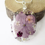 pendentif ainoha résine d'inclusion bijou nature lilas fleurs naturelles cadeau floral collier végétal bijou nature femme argent sterling 925