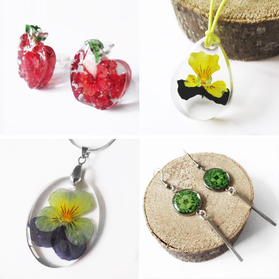 la mode tendance fleurs bijoux nature résine fleurs naturelles