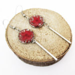 Boucles d'oreilles gloria rouge coquelicot bijoux fleur nature résine inclusion lanaflore bijoux végétal fleurs naturelles cadeau femme original