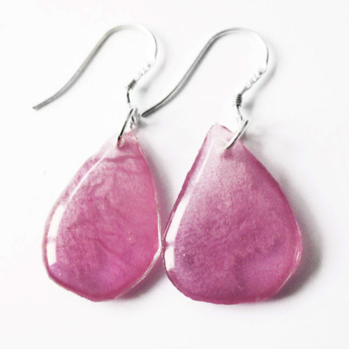 Boucles d'oreilles Pétales de Fleur Mauve bijou nature bijoux fleurs en résine et fleurs anémone naturelle cadeau femme original en argent 925
