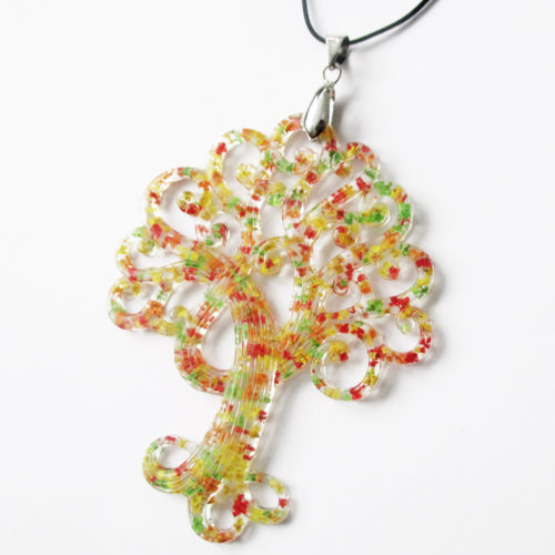 pendentif arbre de vie collier nature résine d'inclusion bijoux végétal fleurs naturelles cadeau floral collier feuilles femme argent sterling 925
