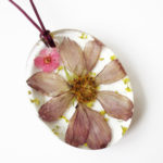 pendentif maiko fleur des champs collier végétal résine d'inclusion bijoux nature fleurs naturelles cadeau floral femme argent sterling 925