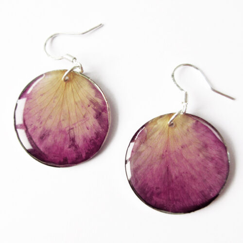Boucles d'oreilles pétale de rose bijou nature en résine et fleurs naturelles rose bijoux végétal