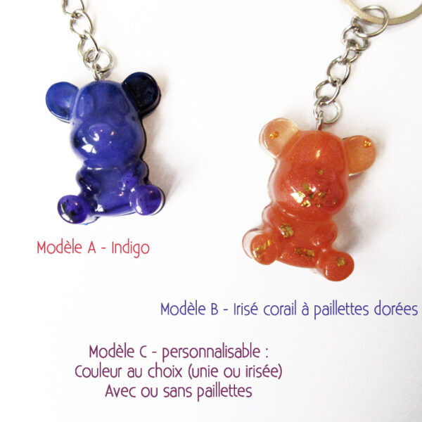 porte-cles-ourson-kawaii en résine personnalisable petit ours accessoires mignon porte clef personnalisé