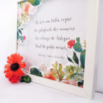 Tableau floral lutin déco fleurie nature mode cadeau pour femme décoration murale fleurs citation victor hugo