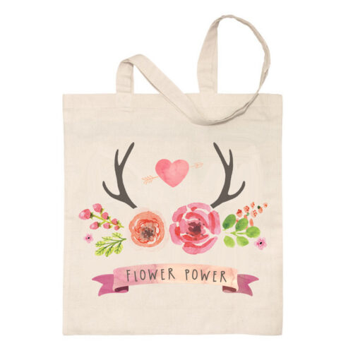sac en coton bio flower power nature design tendance zen coton biologique toile résistante tote bag shopping